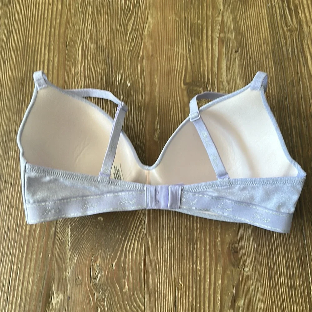 PINK wear everywhere lightly lined wireless bra in lilac sparkle 36D
